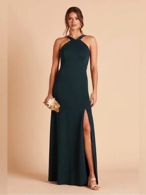 *BIRDY GREY* Teal Halter Maxi Formal Gene Dress Size Small